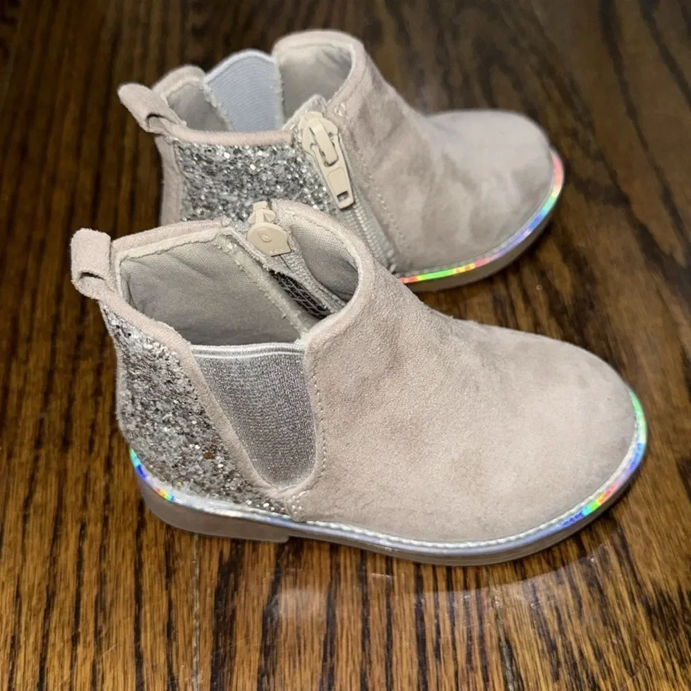 Sparkly Tan Kids Ankle Boots 6